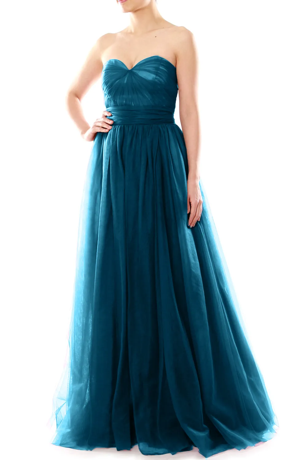 MACloth Women Flowy Sweetheart Convertible Long Wedding Party Bridesmaid Dress