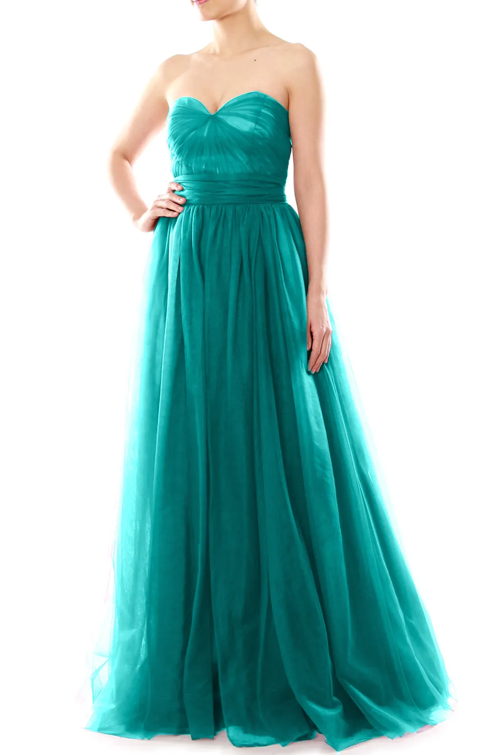 MACloth Women Flowy Sweetheart Convertible Long Wedding Party Bridesmaid Dress