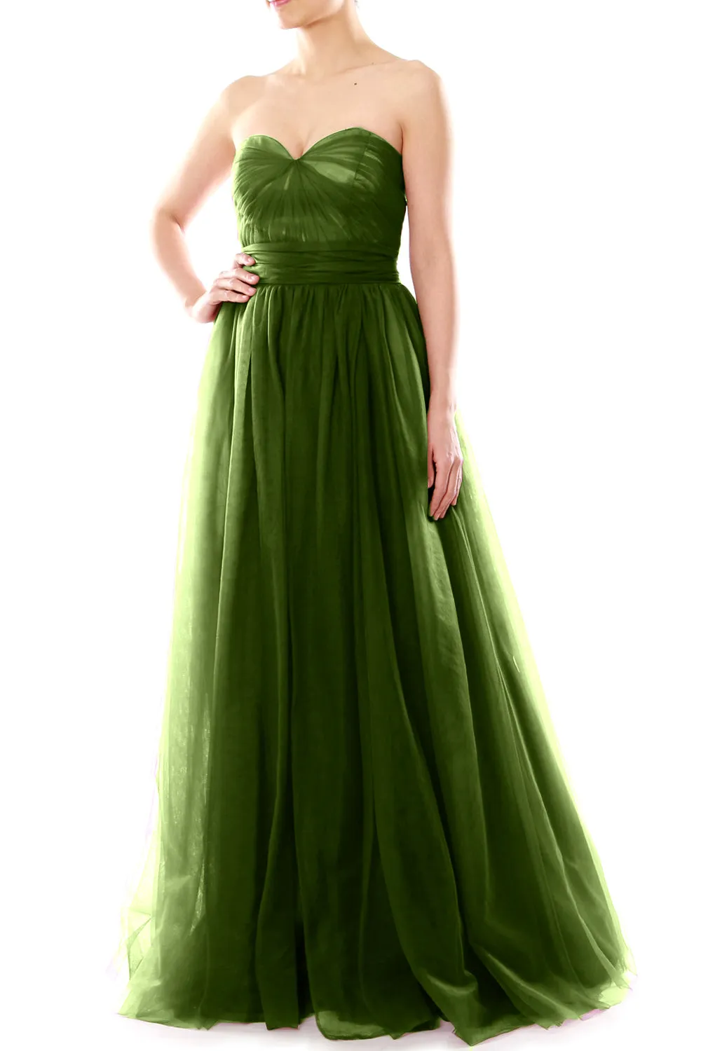 MACloth Women Flowy Sweetheart Convertible Long Wedding Party Bridesmaid Dress