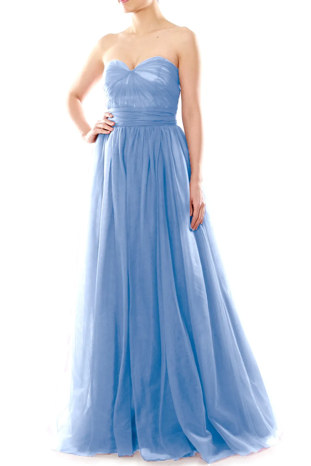 MACloth Women Flowy Sweetheart Convertible Long Wedding Party Bridesmaid Dress