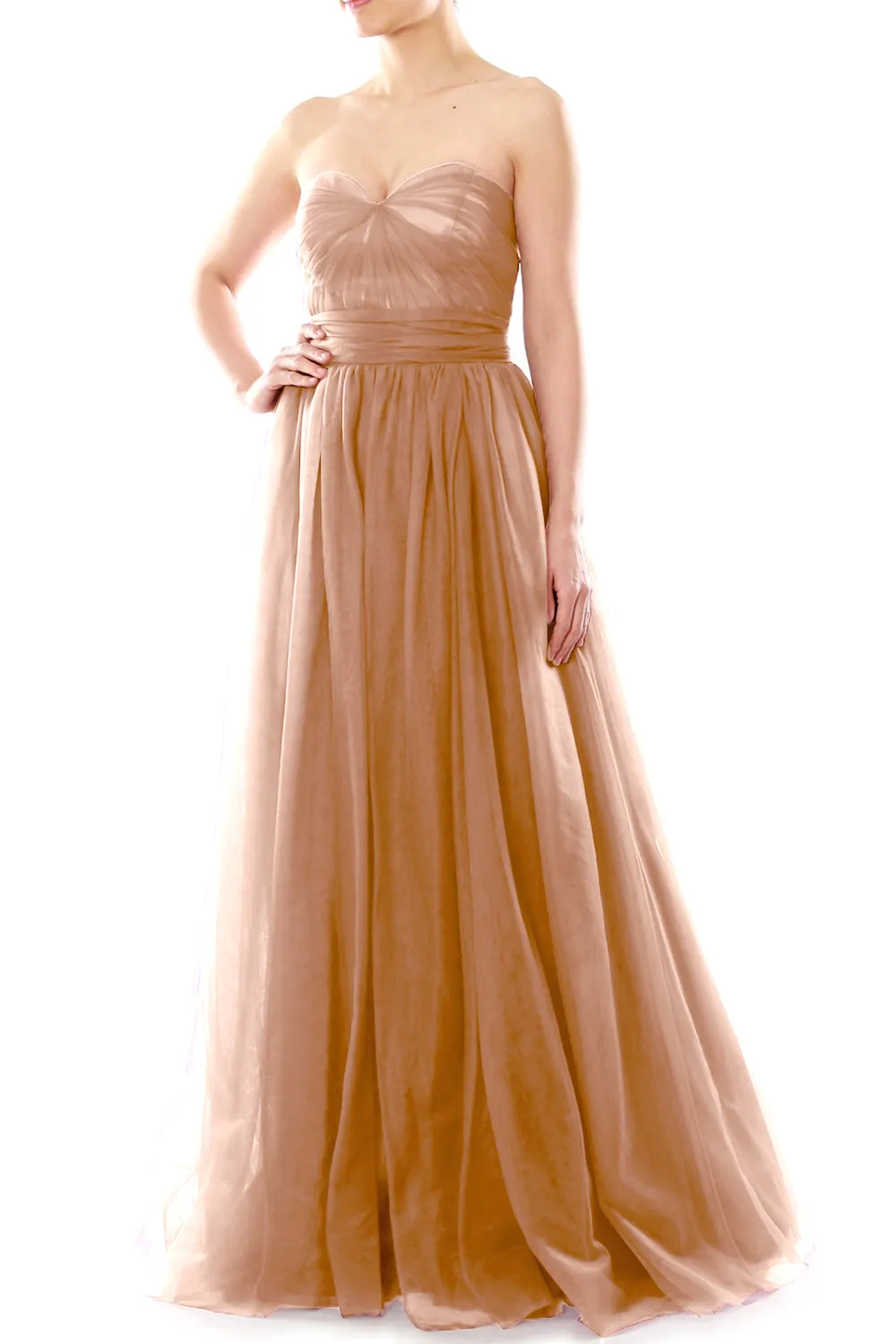 MACloth Women Flowy Sweetheart Convertible Long Wedding Party Bridesmaid Dress
