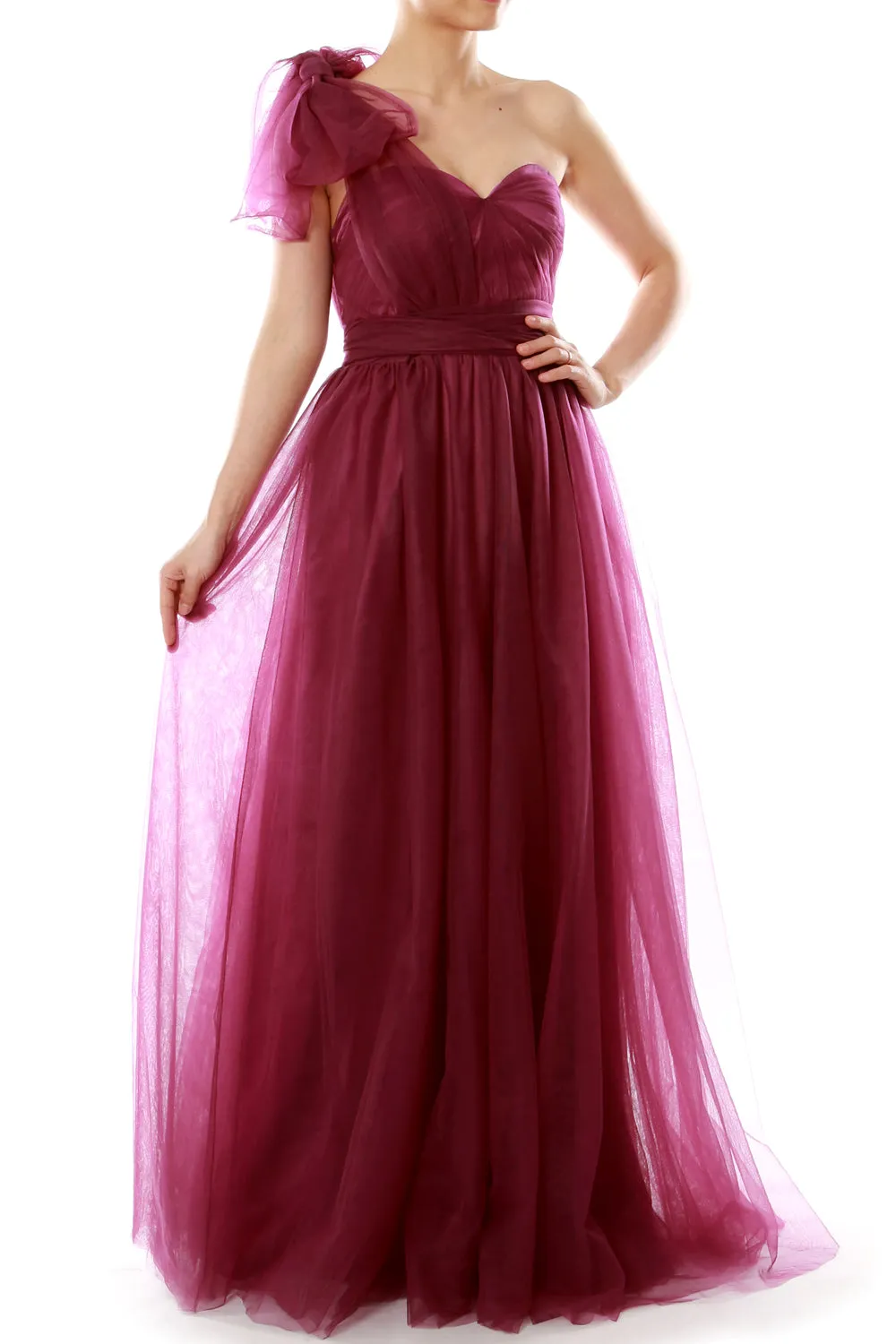 MACloth Women Flowy Sweetheart Convertible Long Wedding Party Bridesmaid Dress