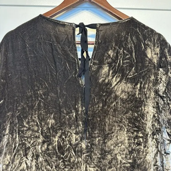 Madewell Velvet Silk Mini Dress Small Shirt Dress Short Sleeve Bow Tie Back