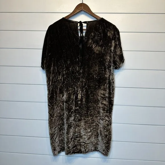 Madewell Velvet Silk Mini Dress Small Shirt Dress Short Sleeve Bow Tie Back