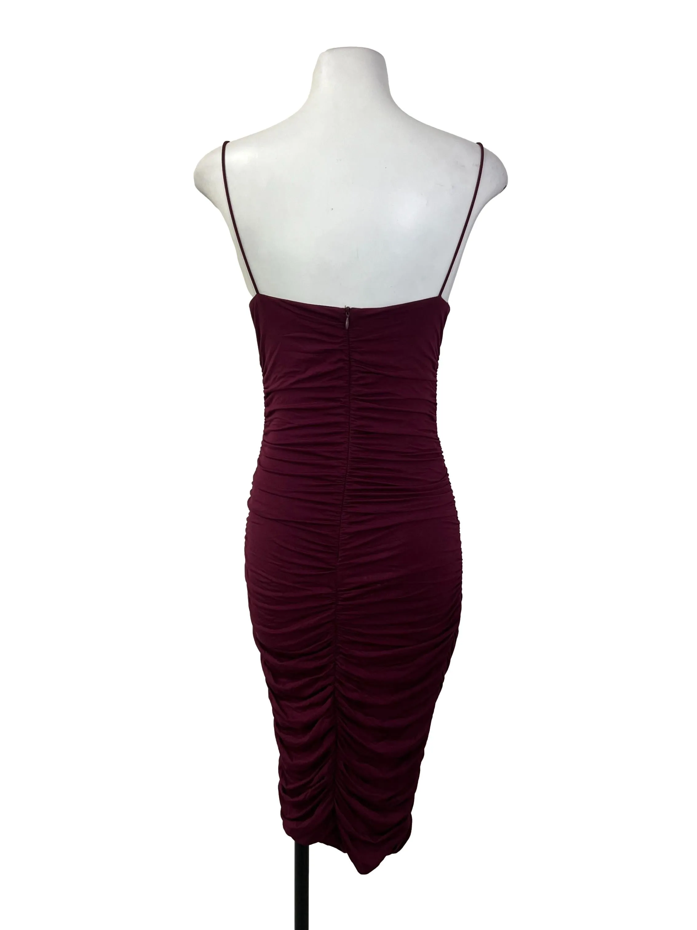 Magenta Ruched Bodycon Dress