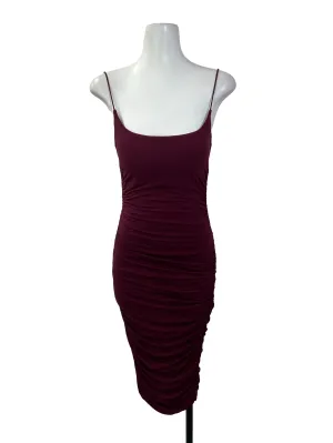 Magenta Ruched Bodycon Dress