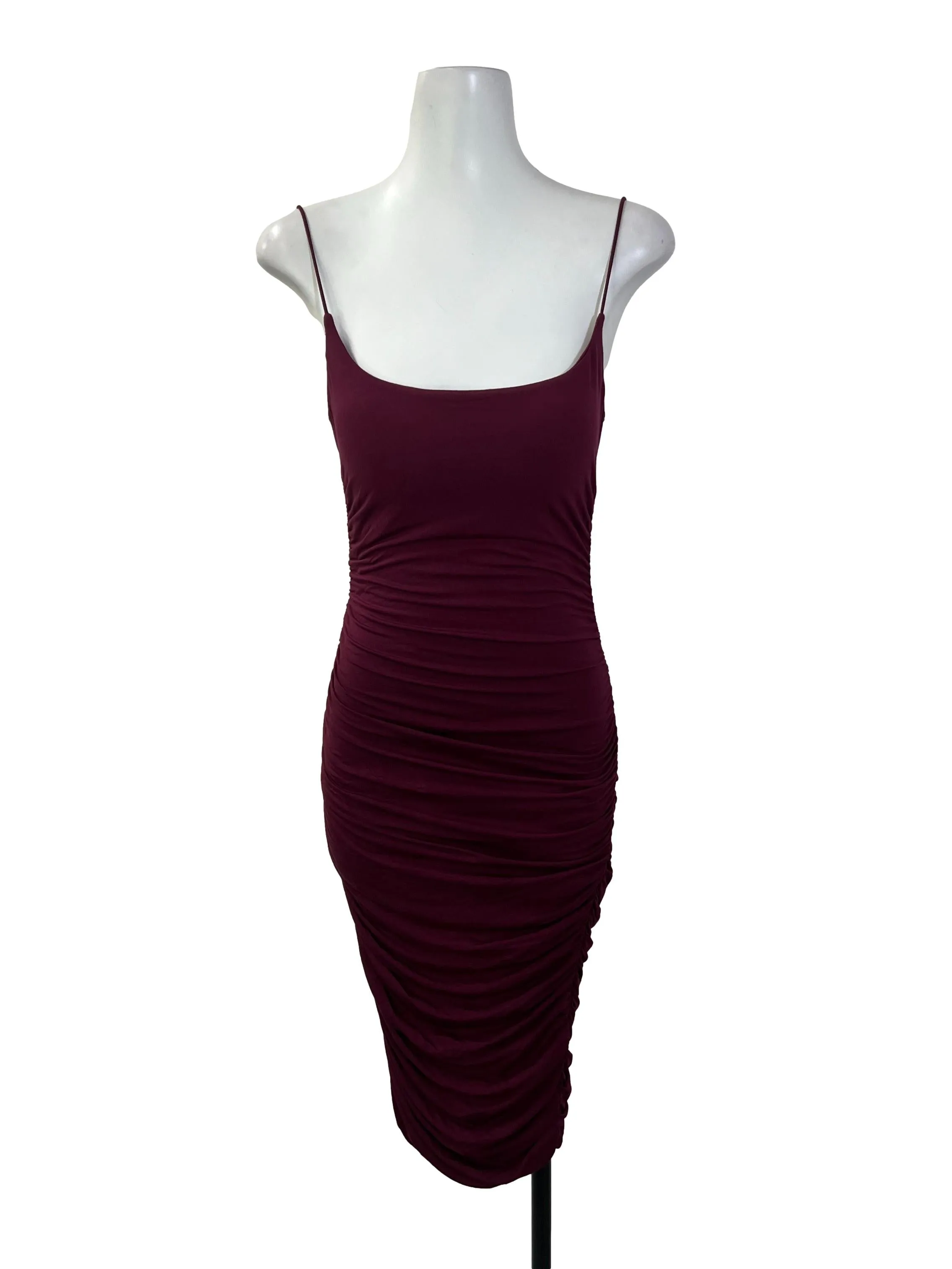 Magenta Ruched Bodycon Dress