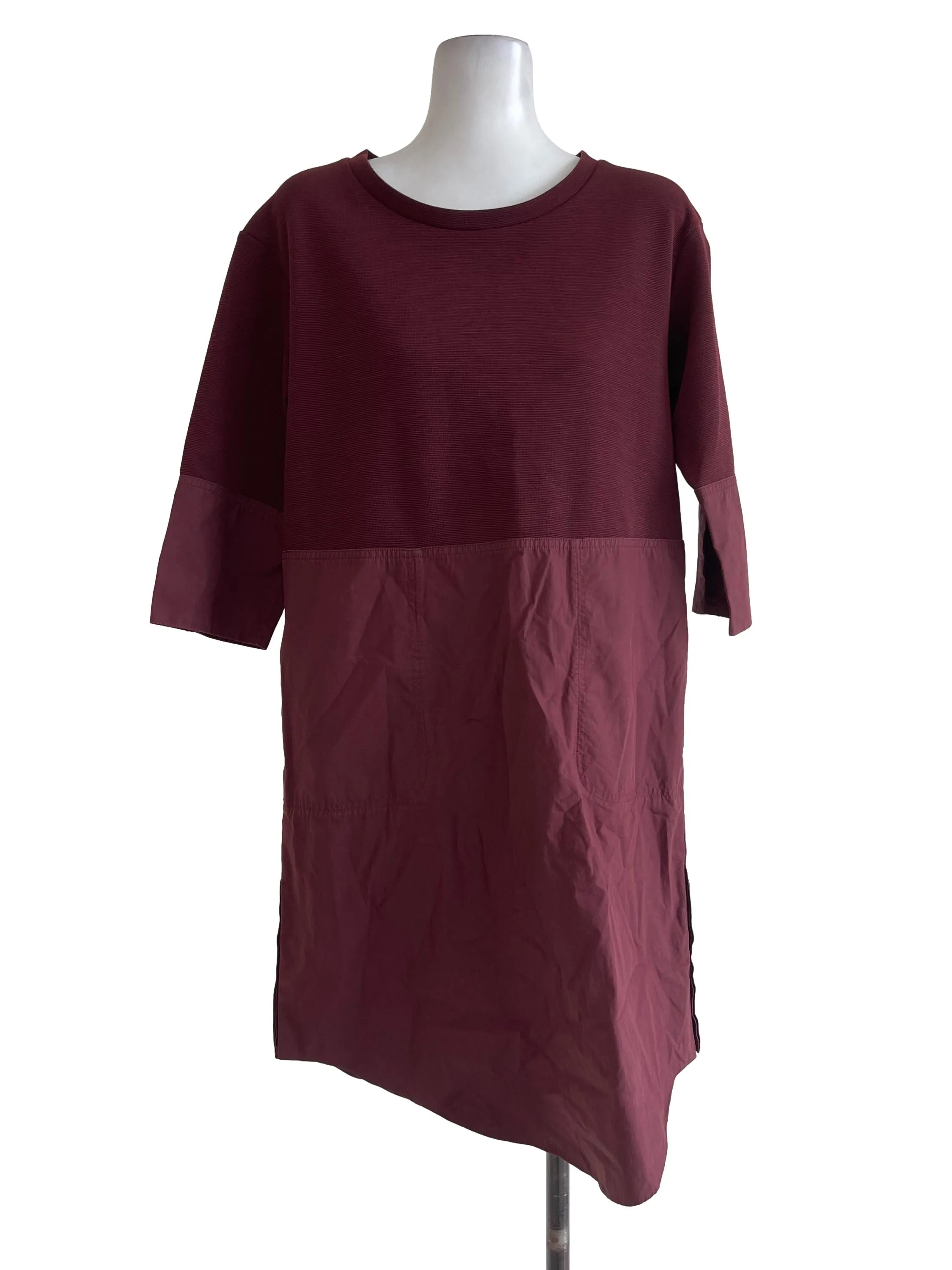 Maroon Half Knitted Dress
