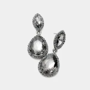 Marquise Black Diamond Teardrop Evening Earrings