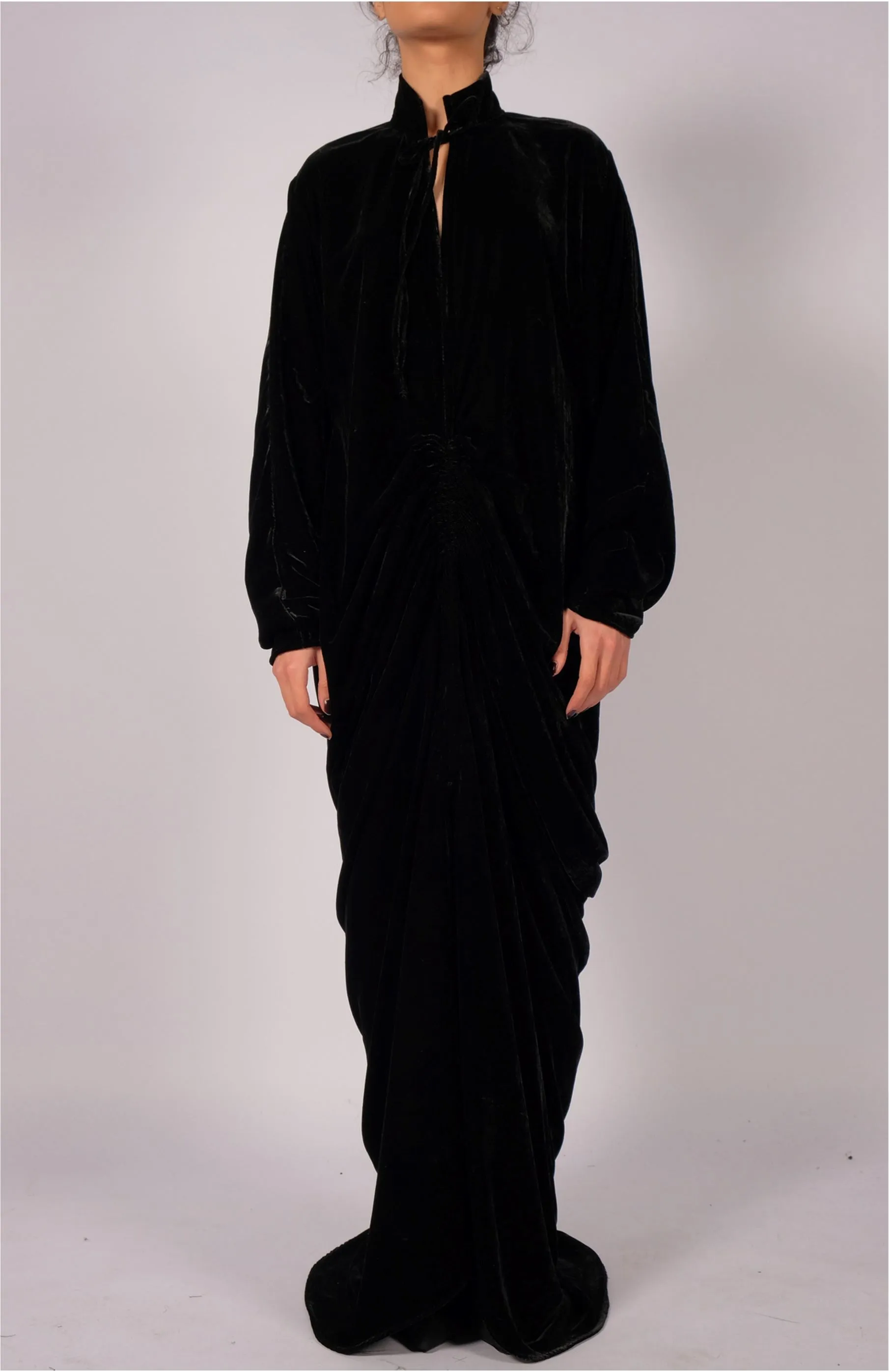 Maxi Velvet Dress with Draping