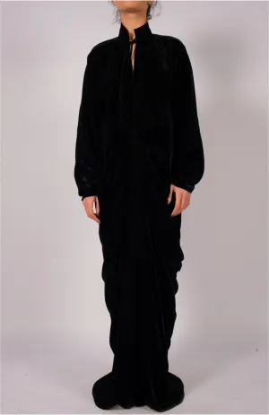 Maxi Velvet Dress with Draping