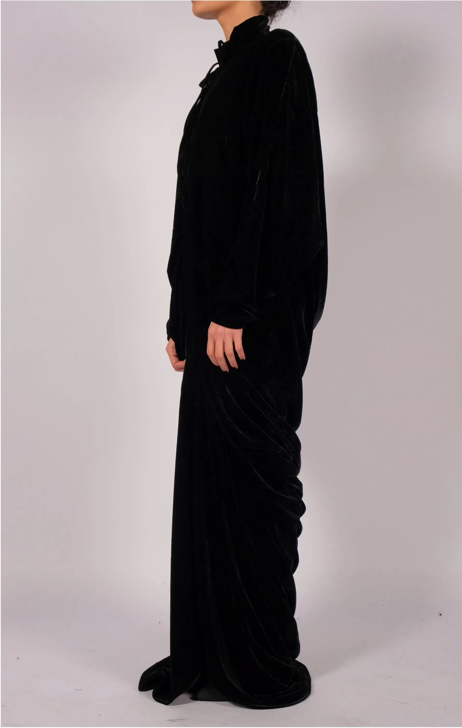 Maxi Velvet Dress with Draping