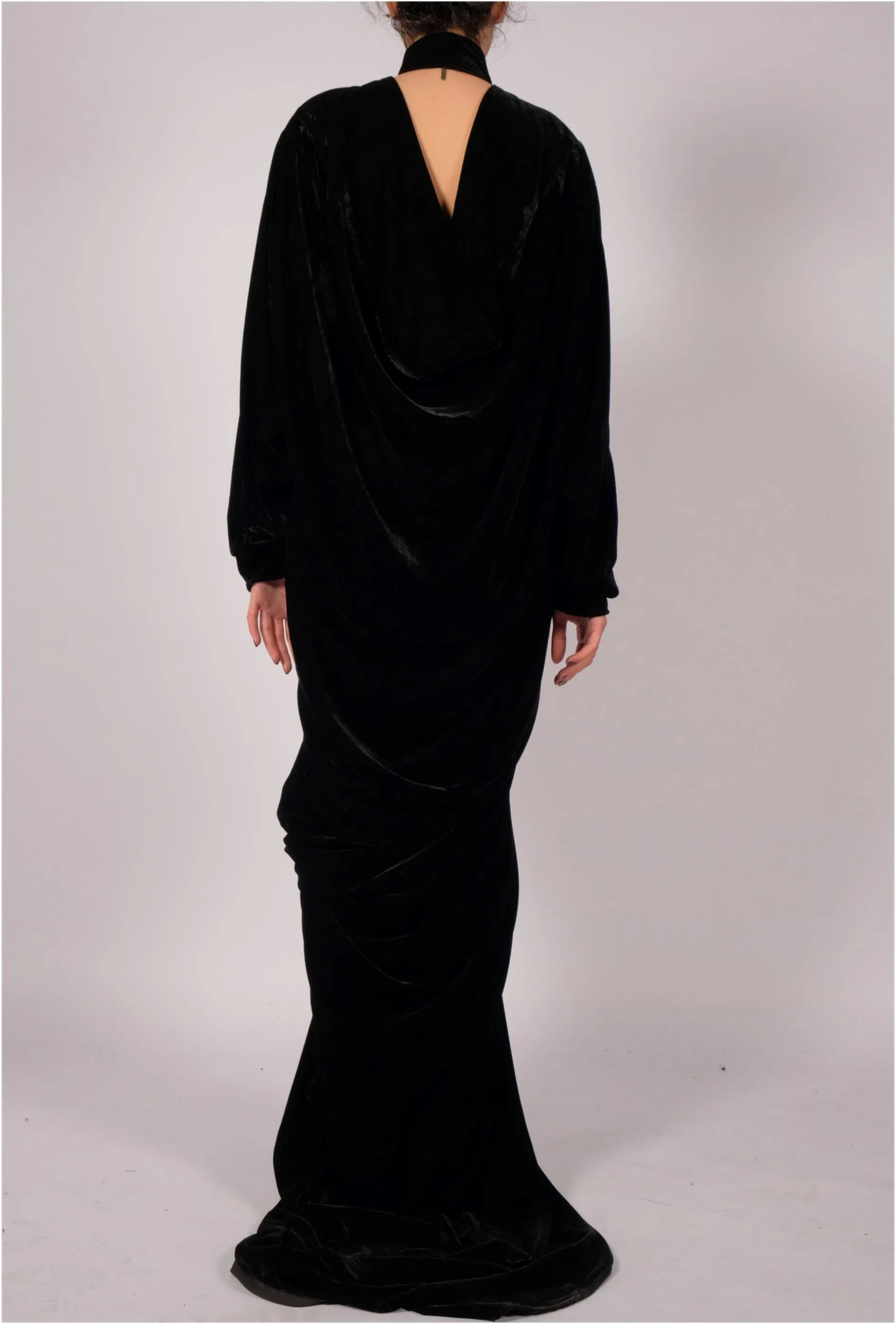 Maxi Velvet Dress with Draping