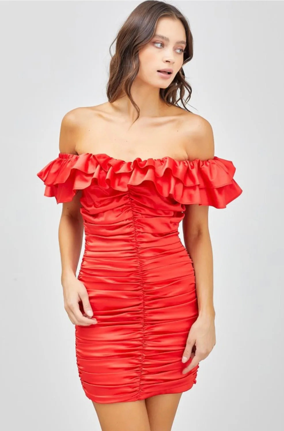 MELINDA RUFFLE MINI DRESS