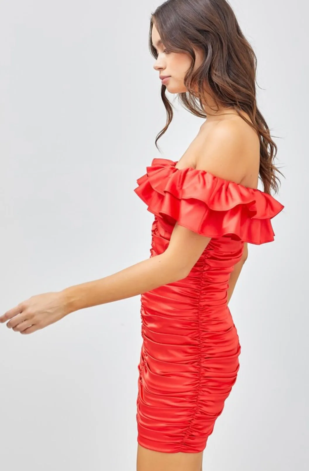 MELINDA RUFFLE MINI DRESS
