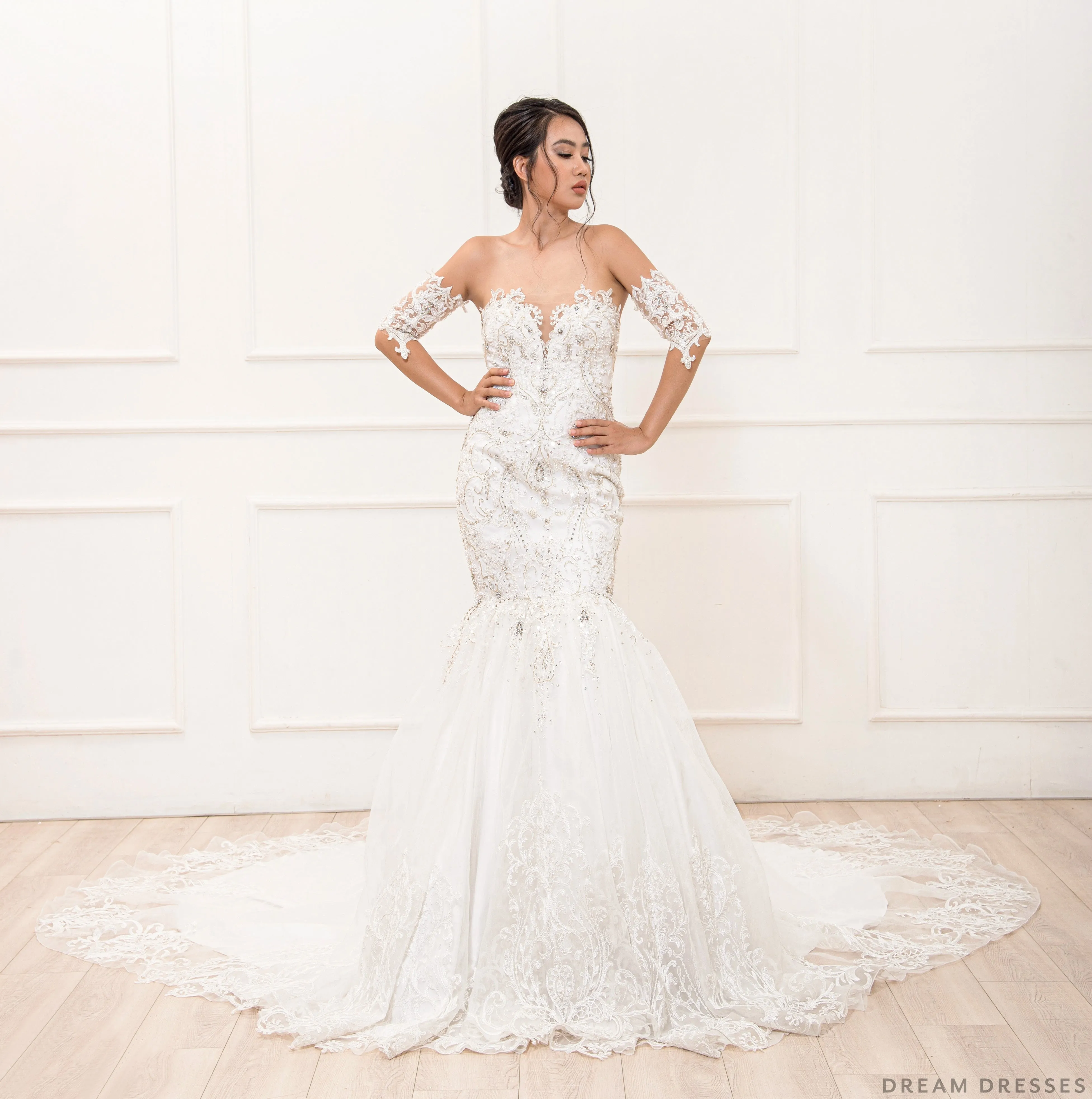 Mermaid Wedding Gown with Rhinestone Crystals (#Miranda)