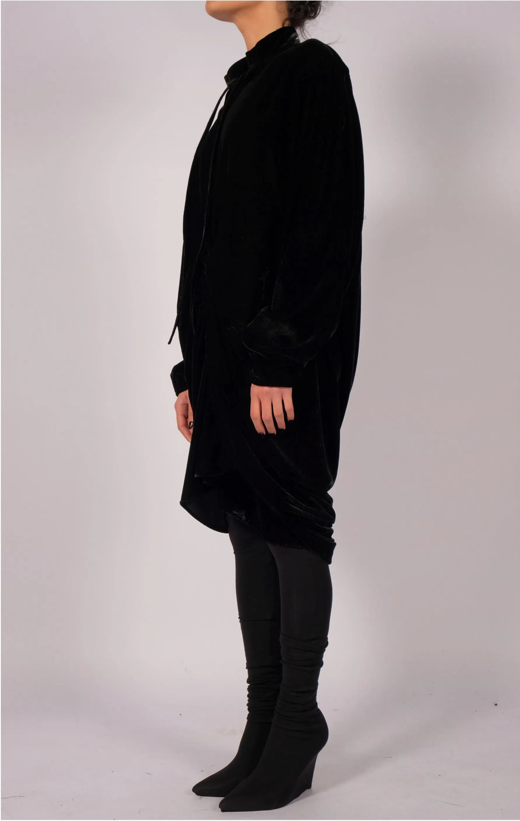 Midi Velvet Dress with Draping