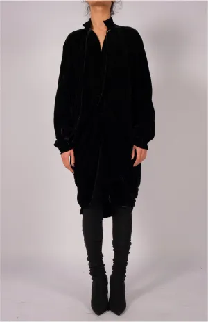 Midi Velvet Dress with Draping