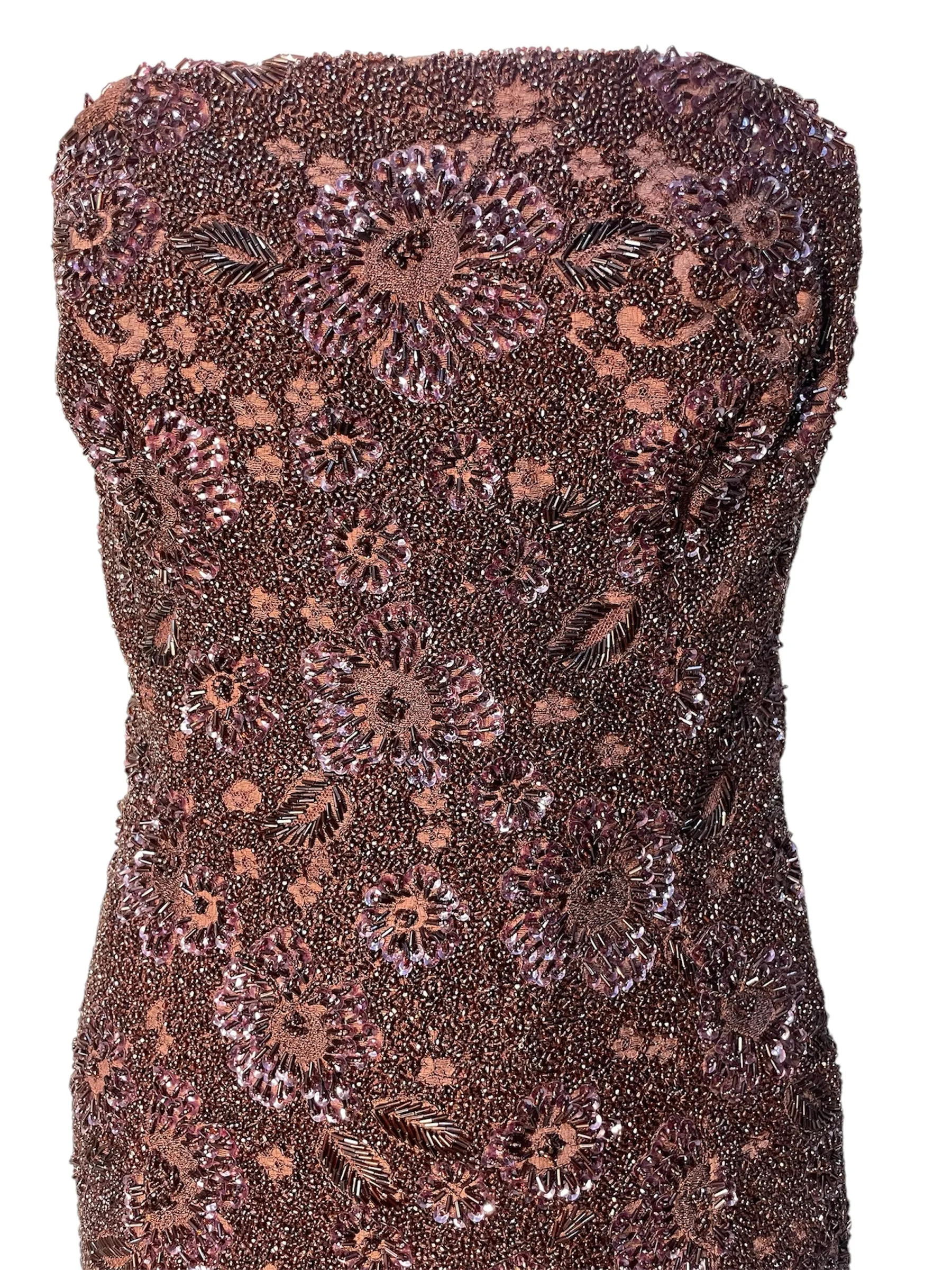 Mingolini Guggenheim 1950's Italian Couture Brown Solid Beaded and Embroidered Gown   Jacket
