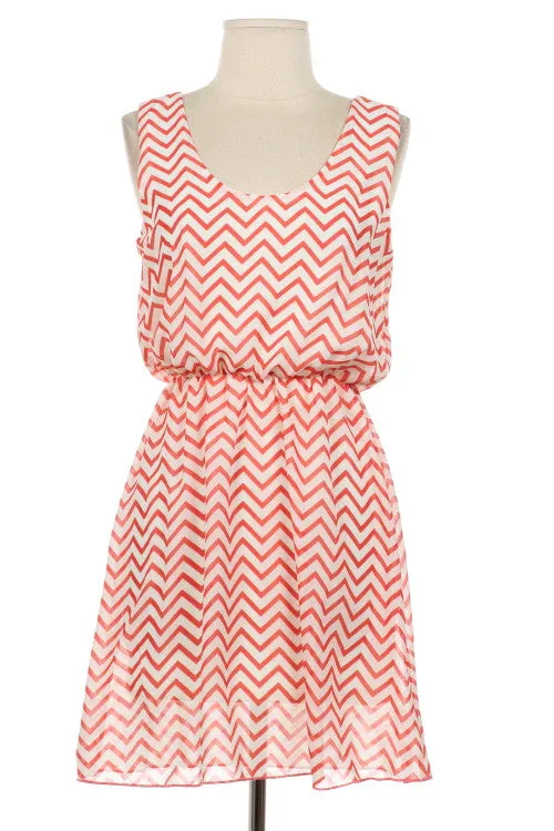 Mint Tank Top Dress in Chevron Print