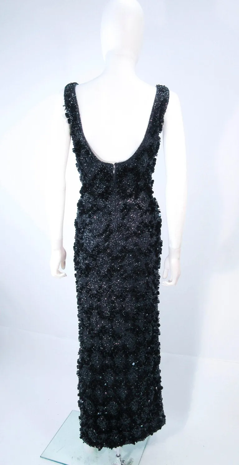 MISS RUTH Relief Beaded Stretch Wool Sequin Gown Size Small