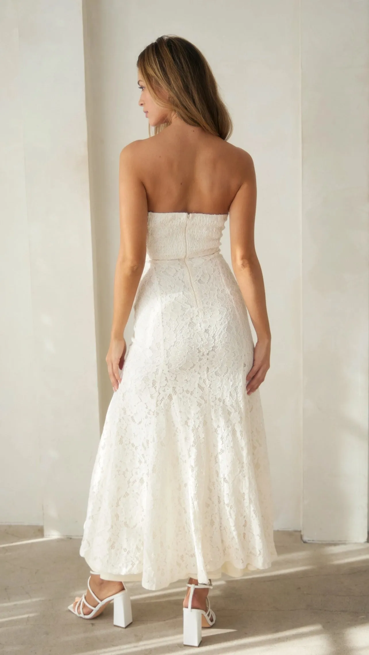 Misses Strapless Lace Dress