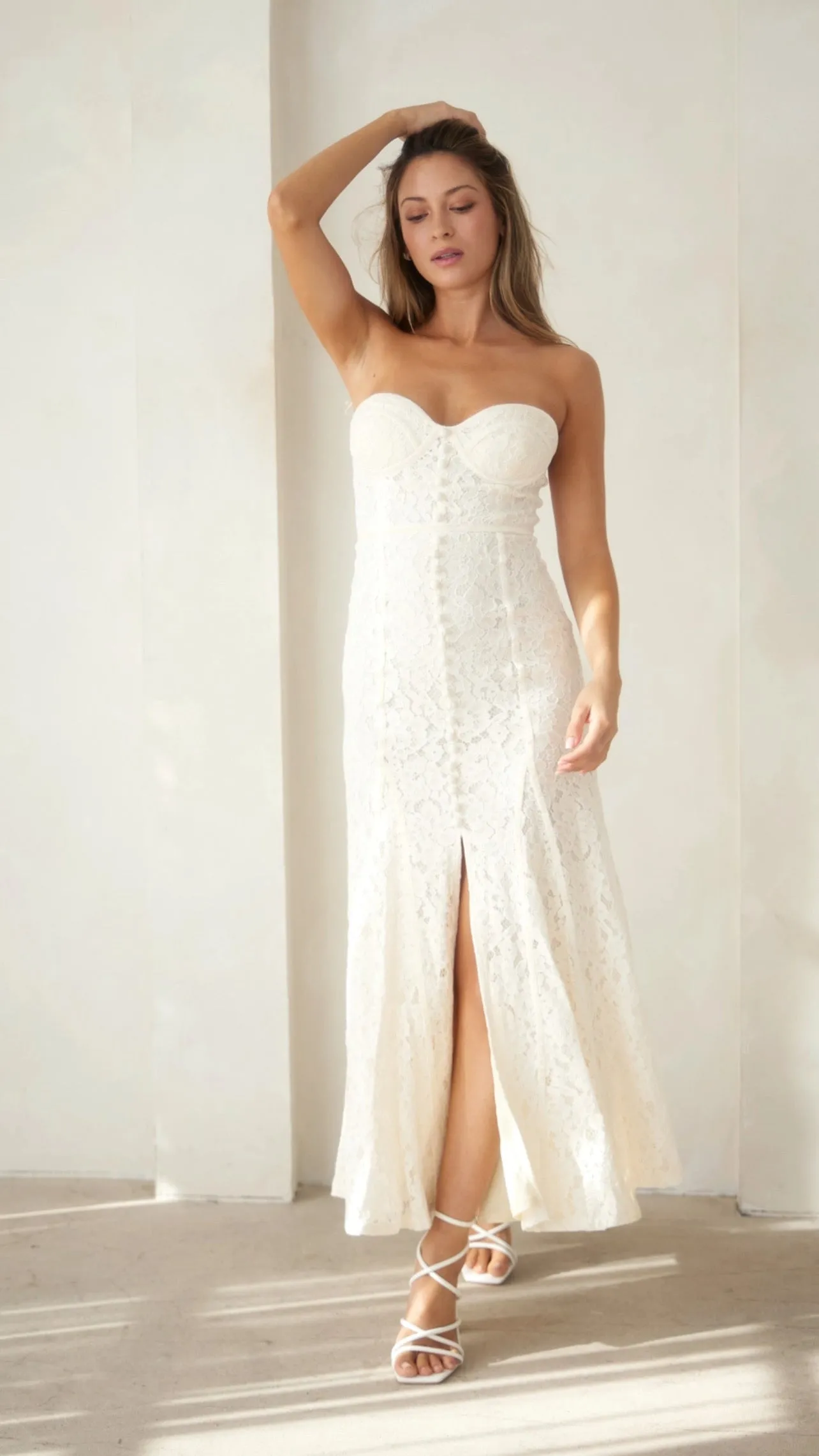 Misses Strapless Lace Dress