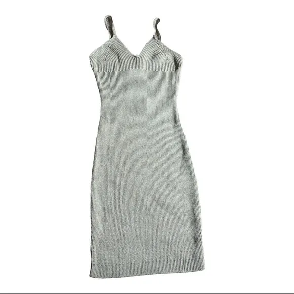𝅺MISSGUIDED Womens Re_Styld Mint Tape Yarn Knit Mini Dress Olive