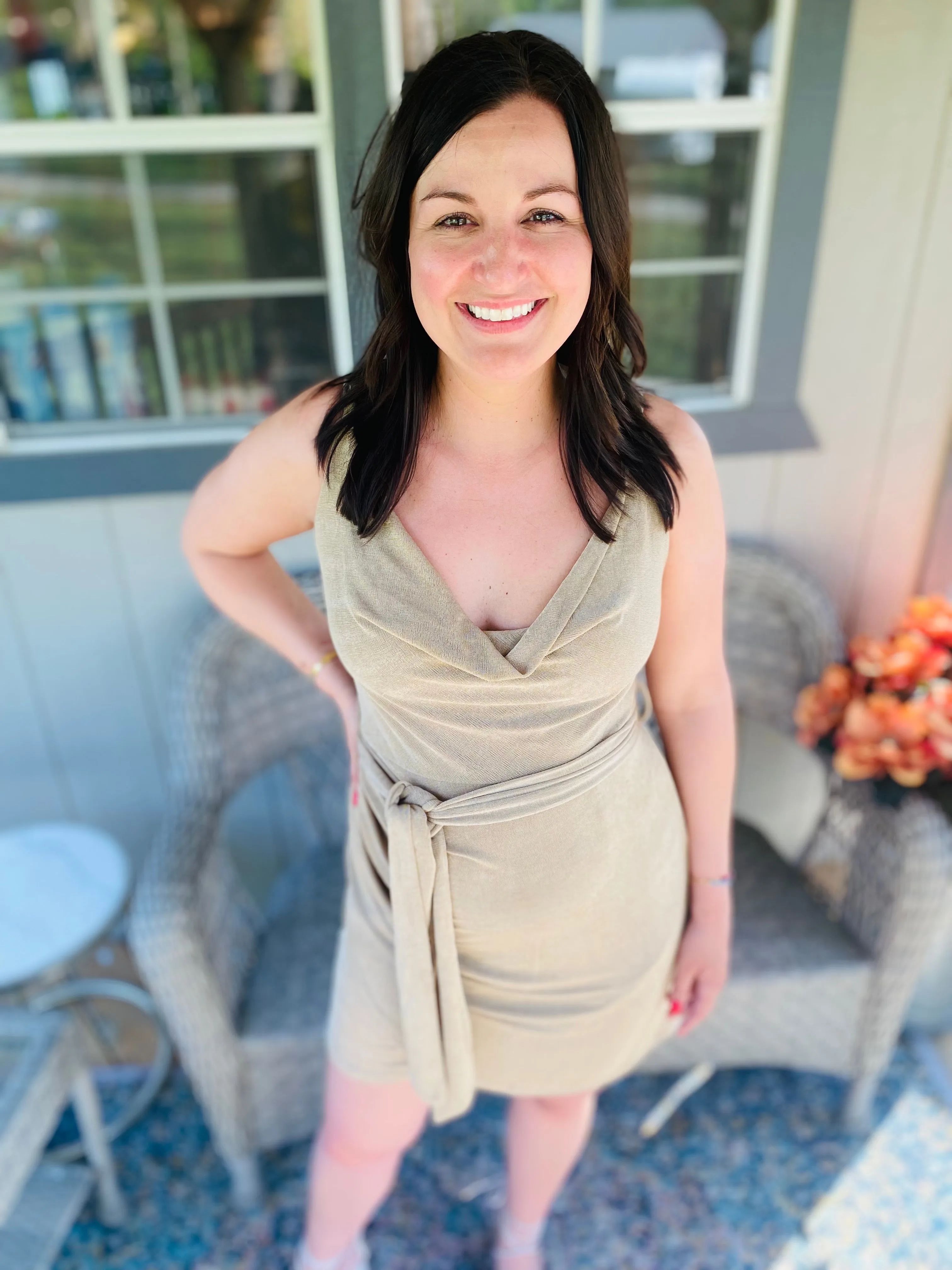 Mocha Cowl Neck Bodycon Dress