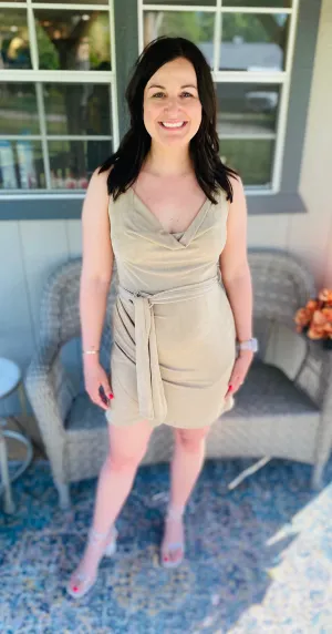 Mocha Cowl Neck Bodycon Dress