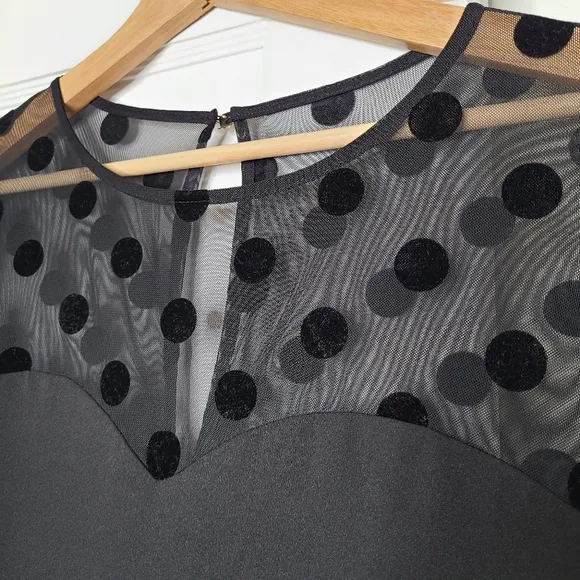 Modcloth Sugarhill Black Swiss Dot Mesh Sweetheart Neckline Dress