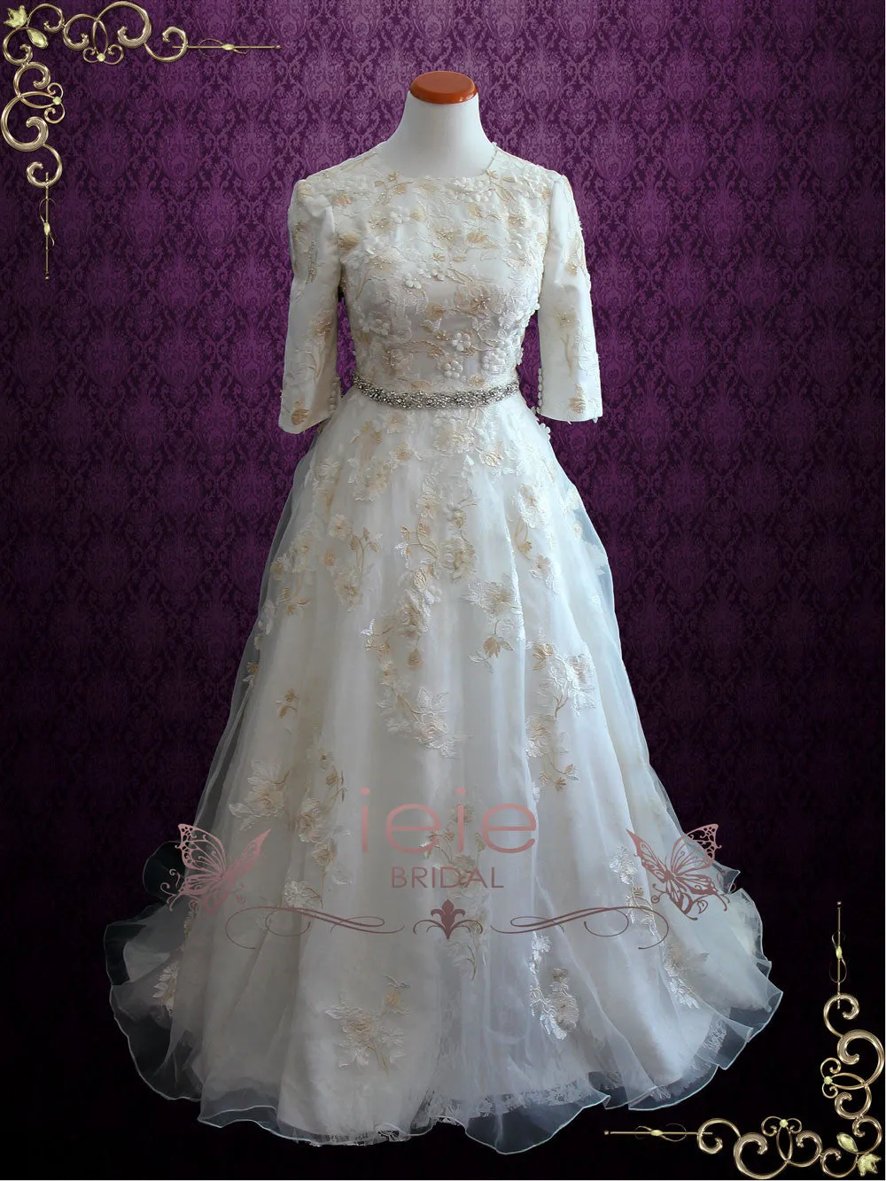 Modest Lace Wedding Dress with Sleeves MARCIE