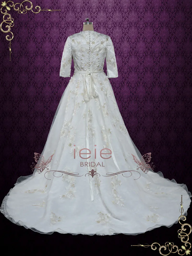 Modest Lace Wedding Dress with Sleeves MARCIE