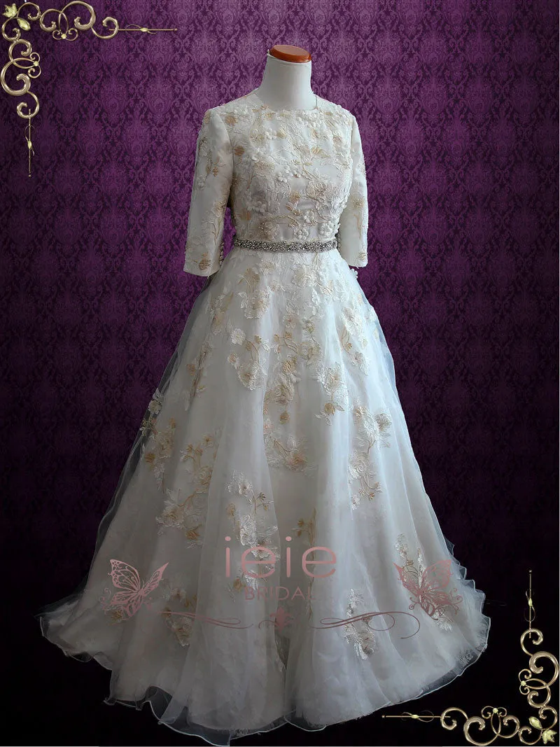 Modest Lace Wedding Dress with Sleeves MARCIE