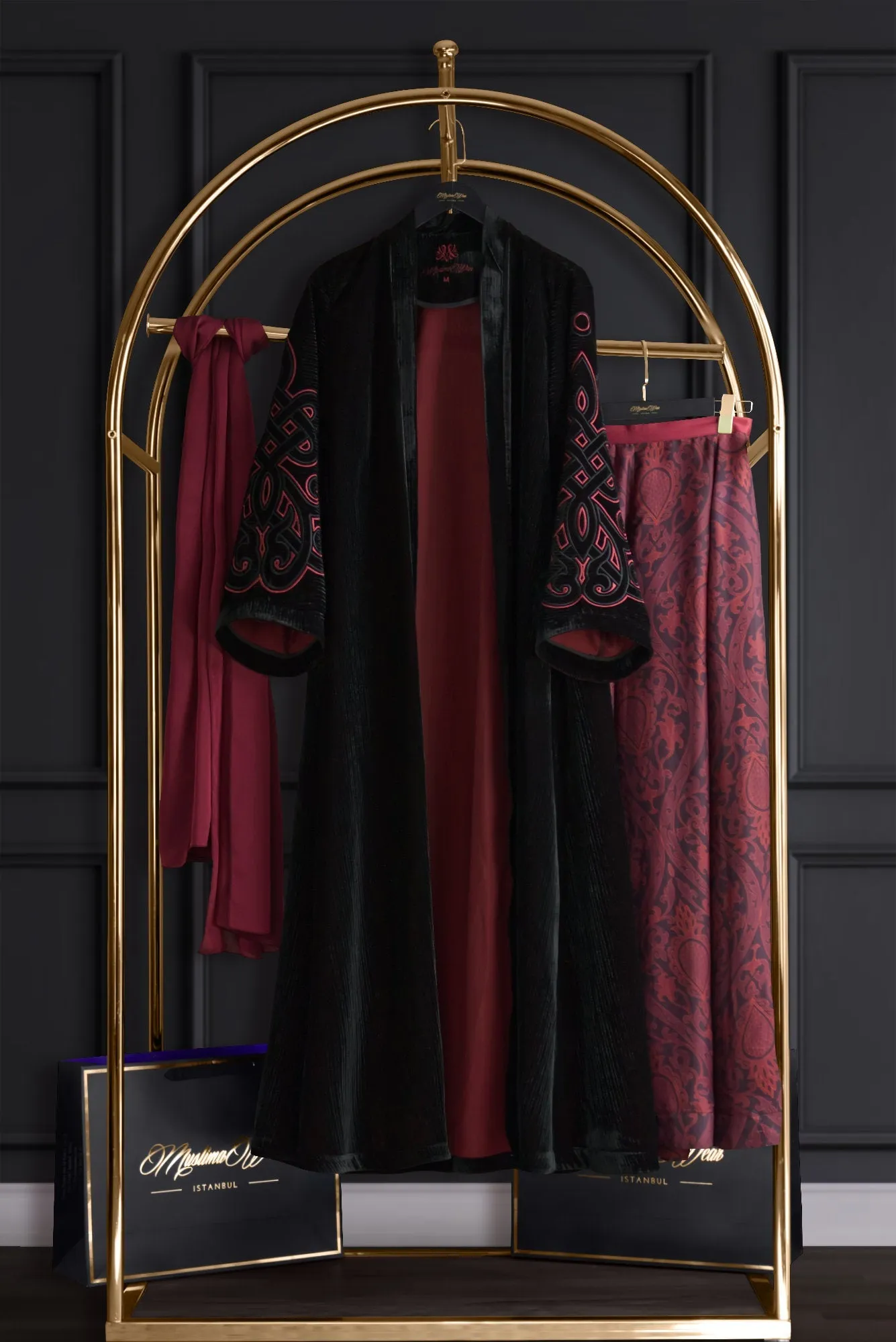 Muslima Ruby Velvet Abaya