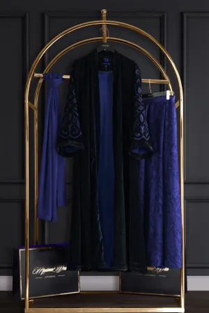 Muslima Violet Blue Velvet Abaya