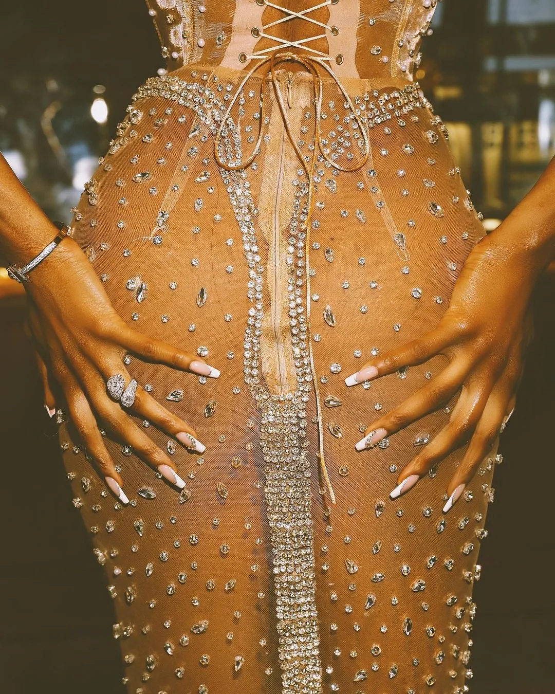 “Myiesha” Crystal Beaded Mermaid Gown w/ Corset