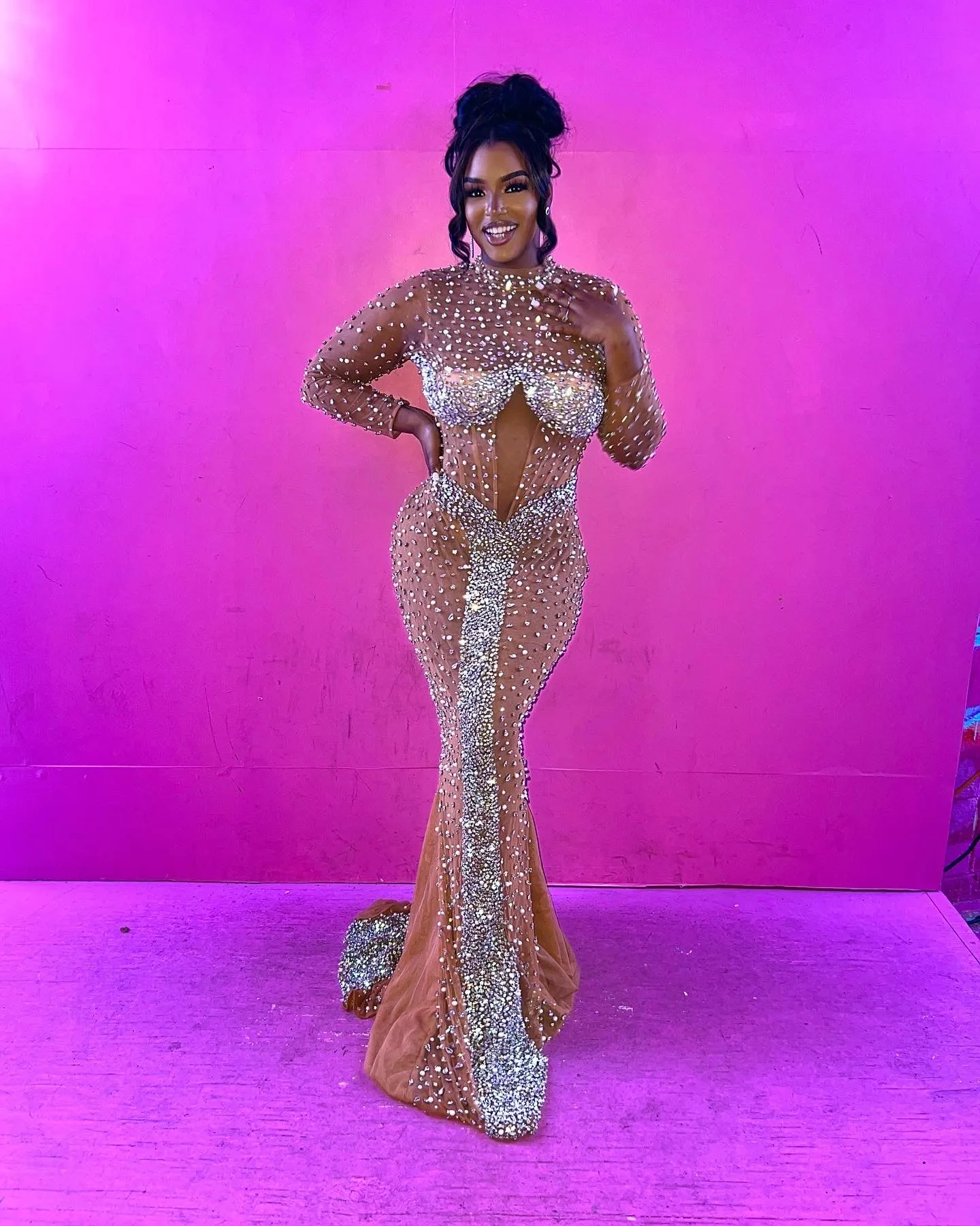 “Myiesha” Crystal Beaded Mermaid Gown w/ Corset