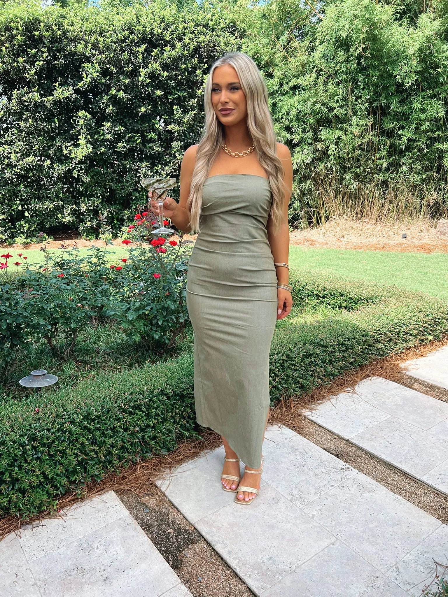 Naomi Strapless Midi Dress