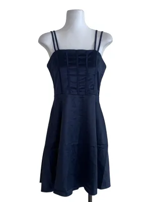 Navy Blue Plain A-Line Dress