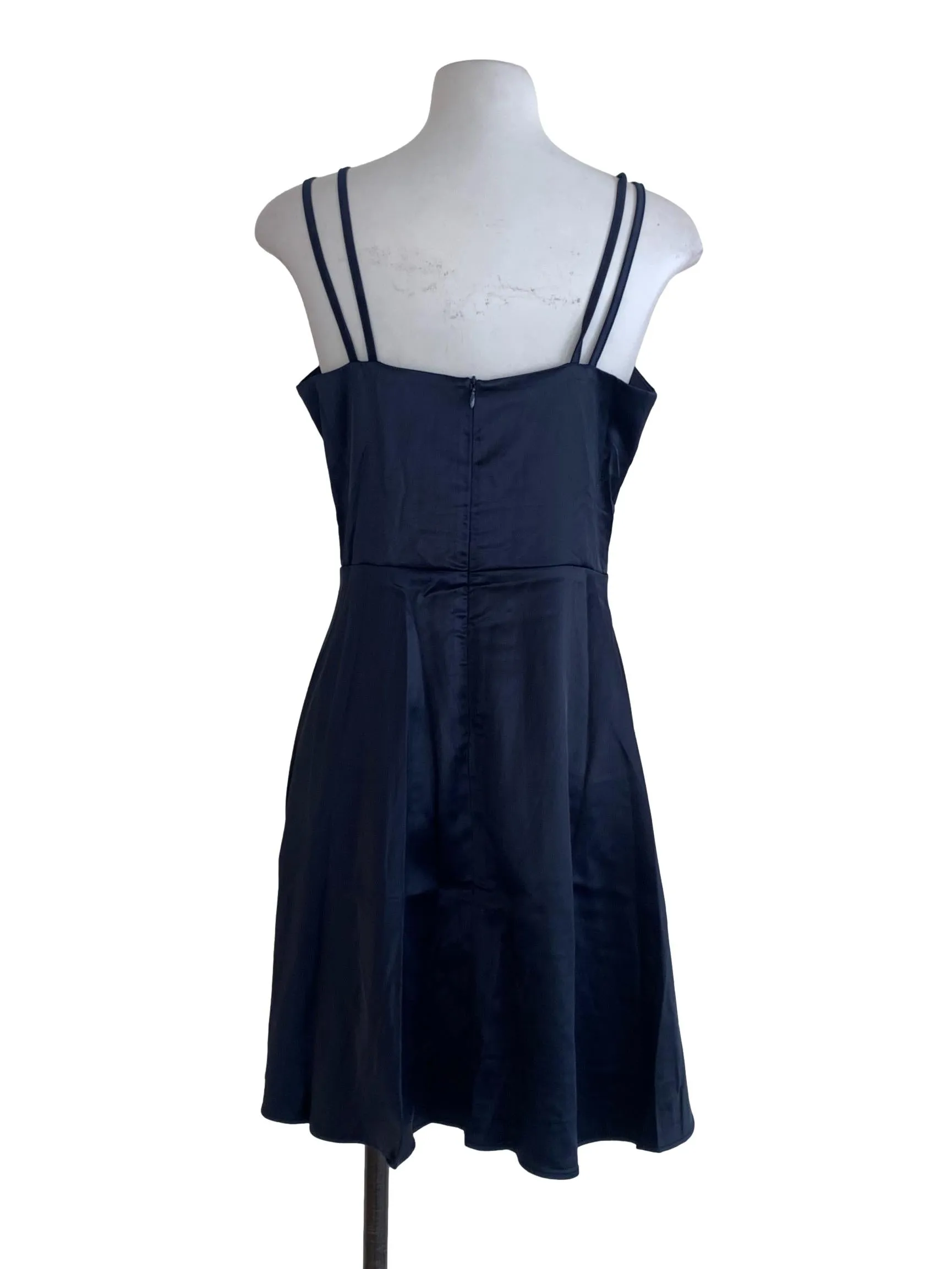 Navy Blue Plain A-Line Dress