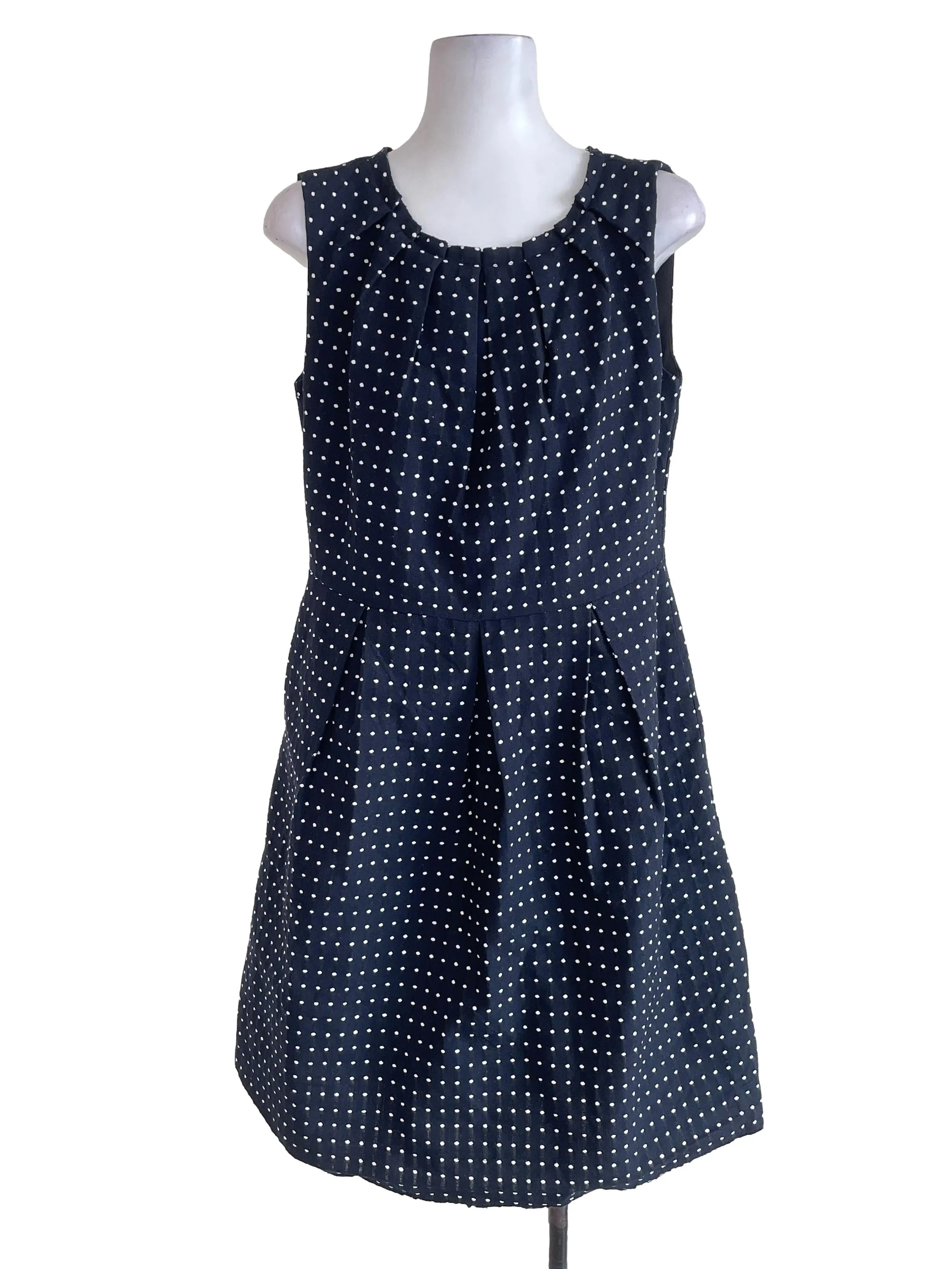 Navy Blue Polka Dots Bouffont Dress