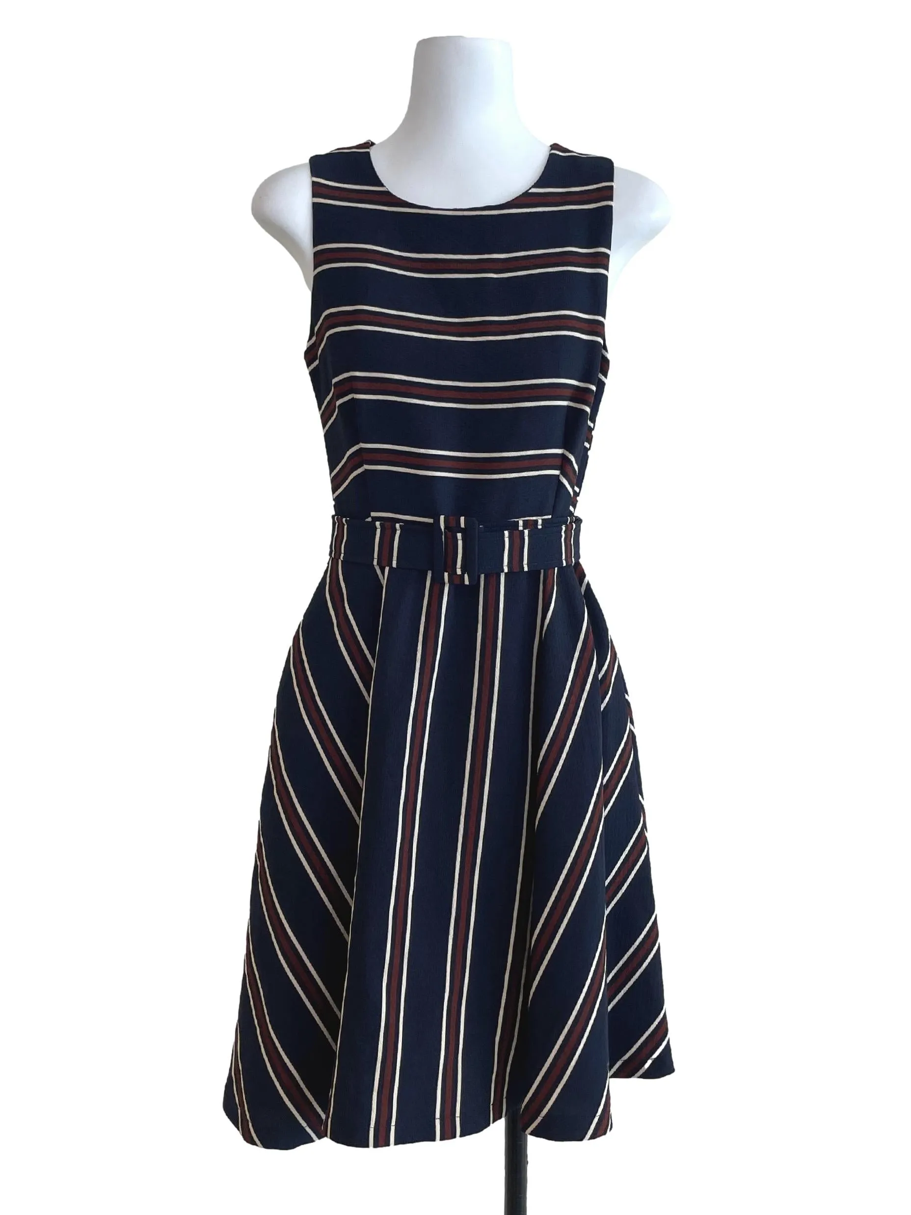 Navy Blue Striped Dress