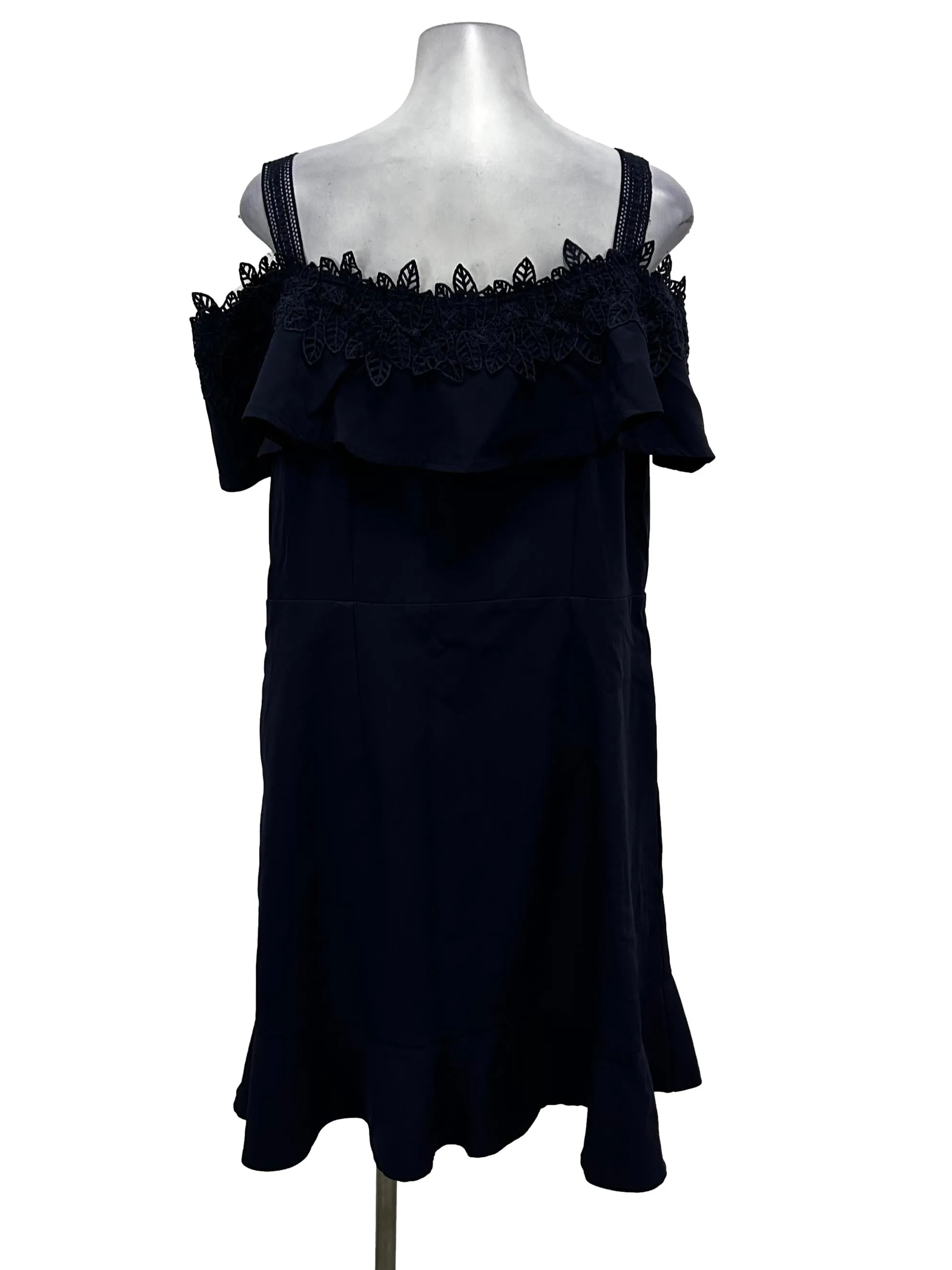 Navy Off Shoulder Lace Dress