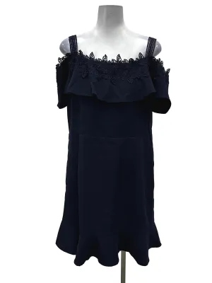 Navy Off Shoulder Lace Dress