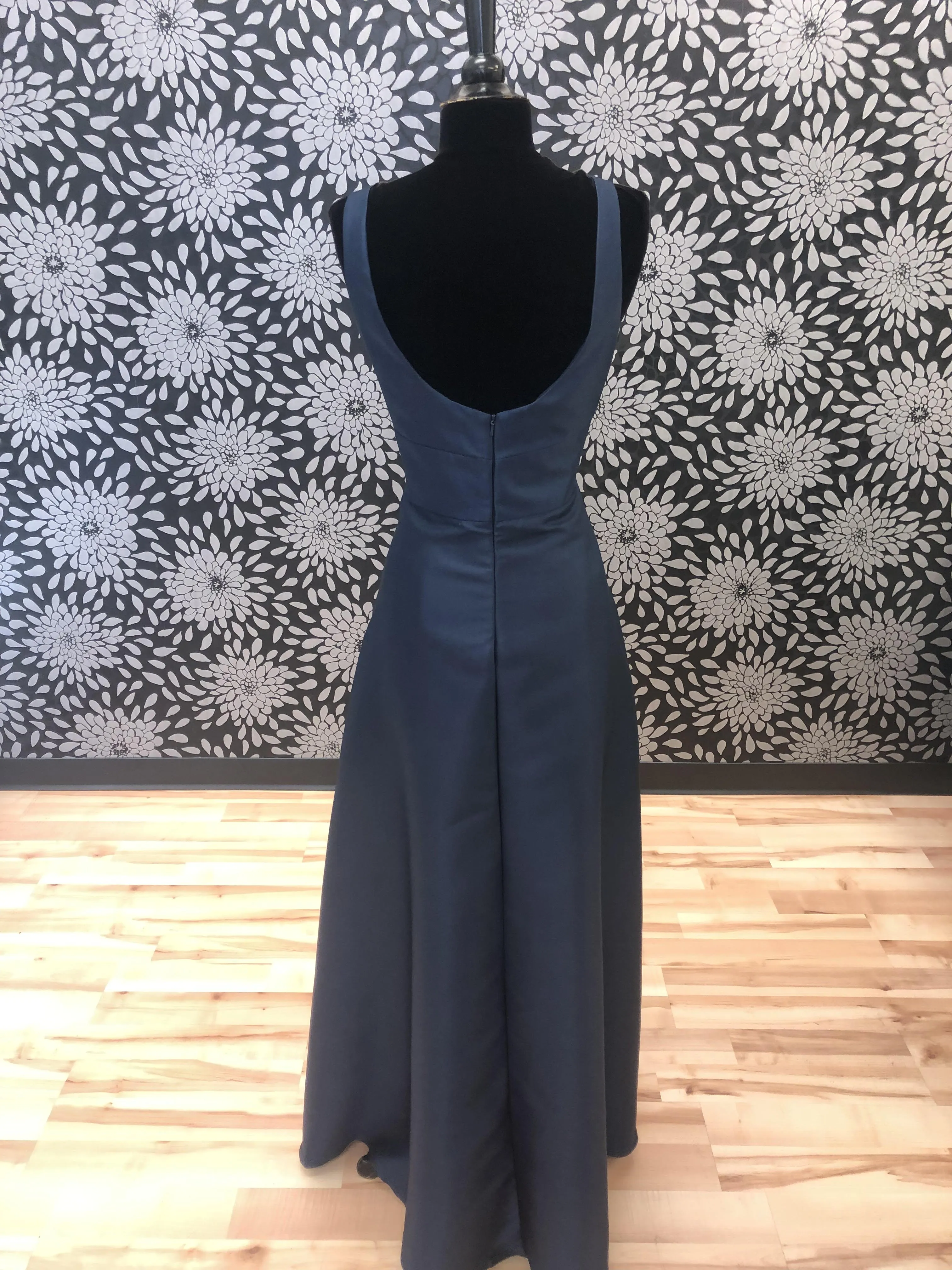 Navy Satin A-Line