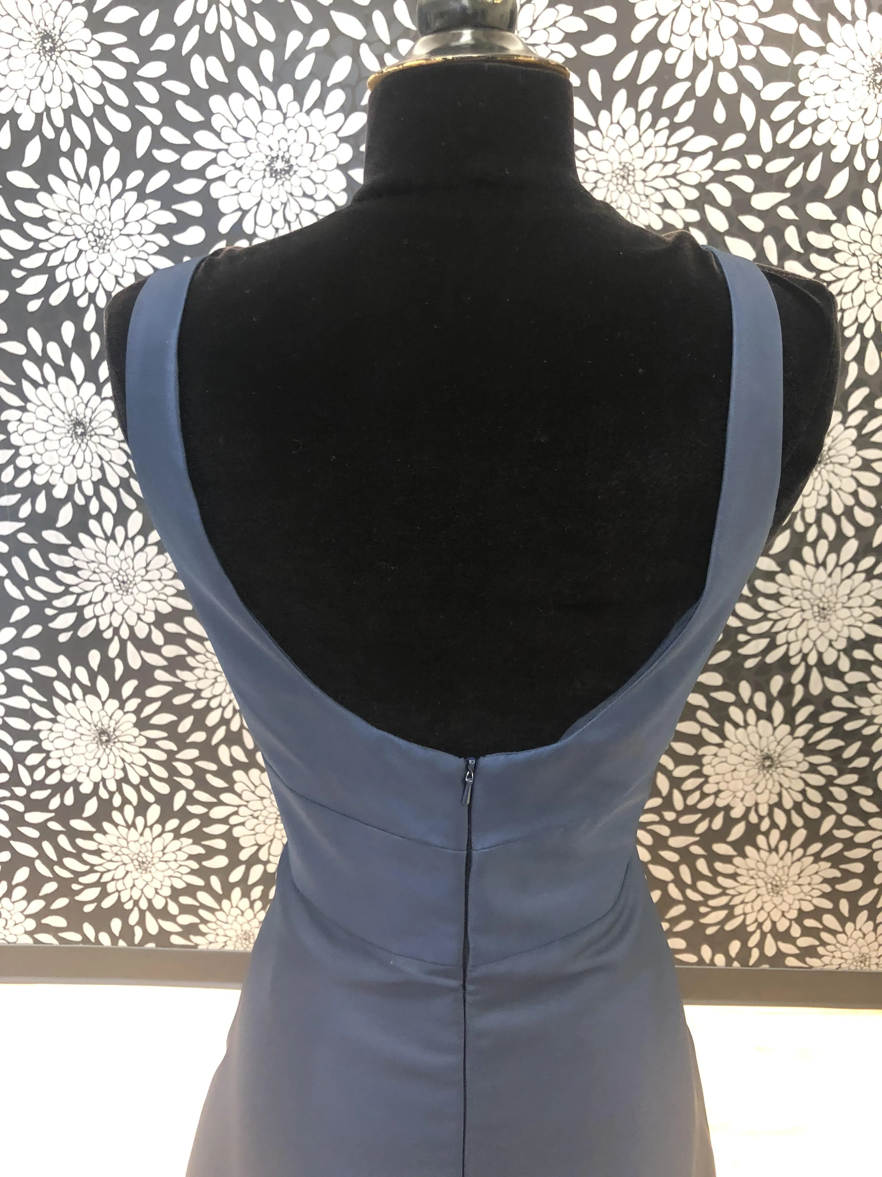 Navy Satin A-Line