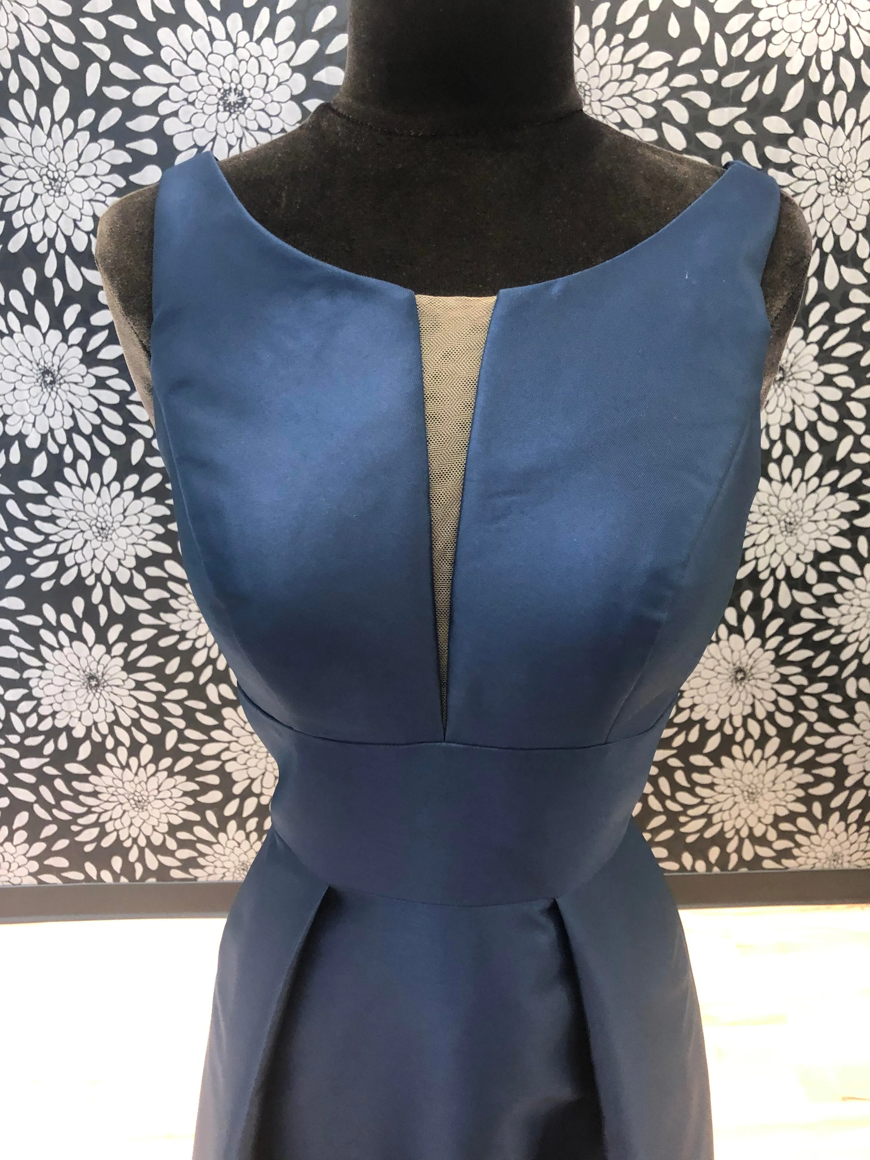 Navy Satin A-Line