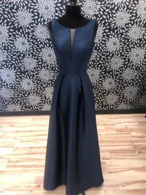 Navy Satin A-Line