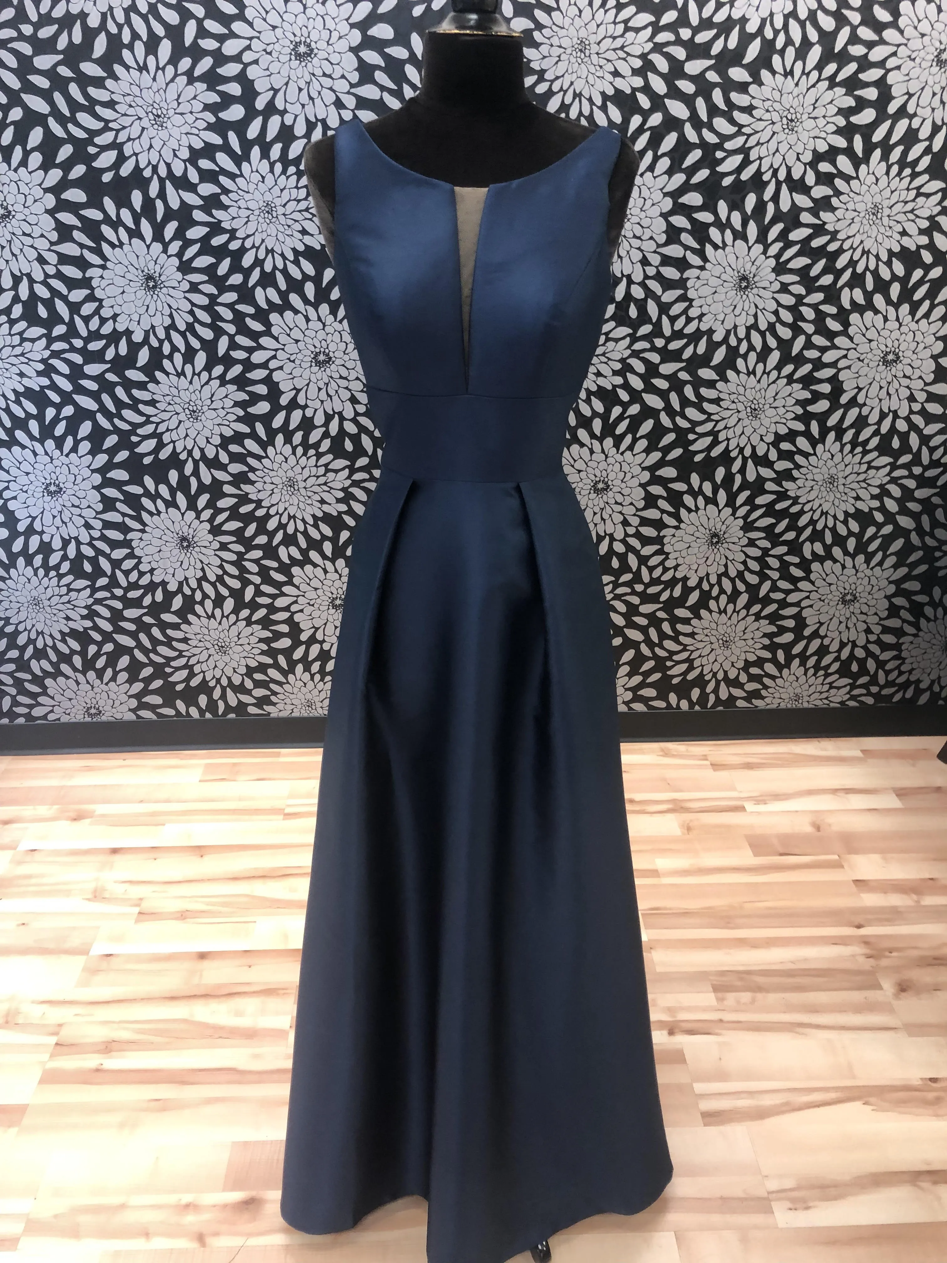 Navy Satin A-Line